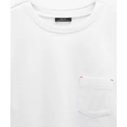 Camiseta de mujer 100% algodón de manga corta con bolsillo decorativo