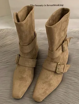 Botas altas de punta fina al muslo estilo de blogger francés, botas hasta la pantorrilla, botas clásicas, para otoño, invierno, otoño, botas ecues - Shein - FashionsVida