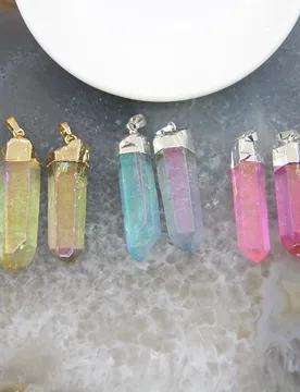 Pcs Titanium AB Crystal Stick Points Natural Reiki Chakra Quartz Pendants For DIY Healing Jewelry Making Necklace Accessories - Aliexpress - FashionsVida