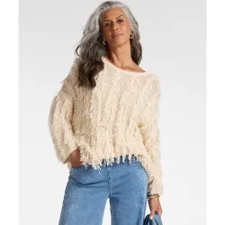 Jersey de mujer oversize con flecos largo medio con ajuste oversize