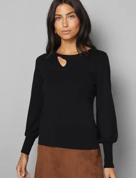 Women's Keyhole Detail Knitted Top in Black Size: Medium - Black - Size: M - Wallis - FashionsVida