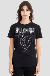 Women's Spiderman Brand New Day Silhouette Parker T-Shirt, Black Size: 2XL - Black - Size: 2XL