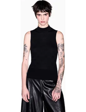 Jersey de mujer sin mangas estampado multilogo al tono - Armani Exchange - FashionsVida