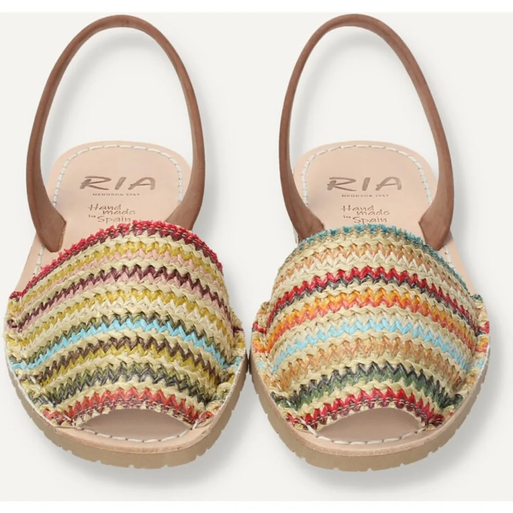 Menorquinas de mujer combianda con tejido de colores - Ria Menorca - FashionsVida