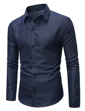 Camisa formal de manga larga con estampado completo para hombre (corte aleatorio), otoño, ceremonia XL - Shein - FashionsVida