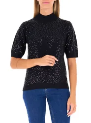 Maglia con paillettes NERO S