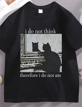 I Do Not Think Therefore T-shirt Funny Cat Printed Tshirt Vintage Witchy Goth T Shirt Punk Style Cotton Short Sleeve Clothes - Aliexpress - FashionsVida