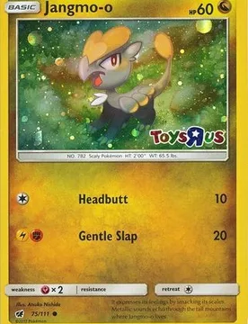 Pokemon SM Crimson Invasion 075/111 Jangmo-o (Toys R Us Logo) - Pokémon - FashionsVida
