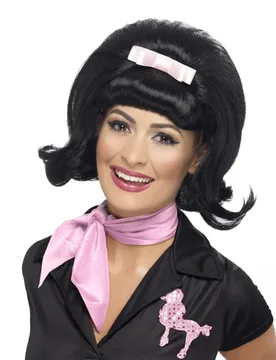 Damen-Perücke 50er-Kostümaccessoire pagenkopf schwarz - female - RUBIES NL - FashionsVida