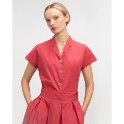 Camisa de mujer de manga corta con botones dorados