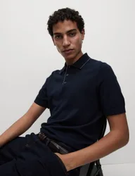 Cotton Rich Knitted Polo Shirt Navy male