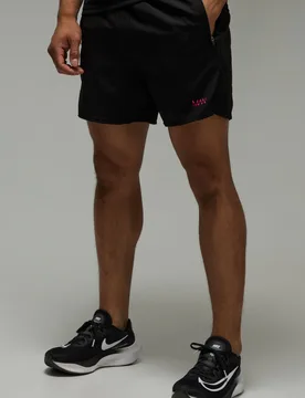 Mens Man Active Neon Logo 5inch Short - Black - Size Small - boohooMAN - FashionsVida