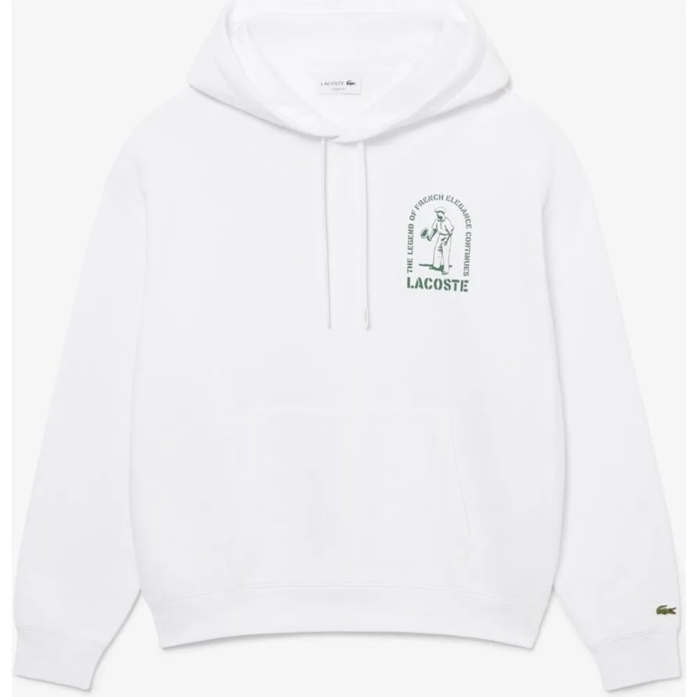 Sudadera de hombre con capucha de corte amplio con estampado en negro - Lacoste - FashionsVida