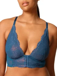 Womens Superboost Lace Deep V Bralet - Blue Polyamide - Size 34f