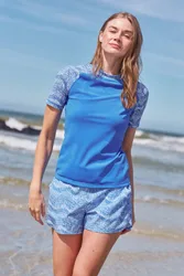Fiji Womens Patterned Rash Vest - Blue - Blue - Size: 10