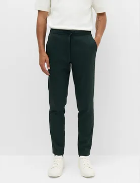 Tapered Fit Elasticated Trousers Dark Evergreen male - M&S - FashionsVida