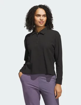 Beyond The Course Long Sleeve Loose Polo Shirt M Black - Adidas - FashionsVida