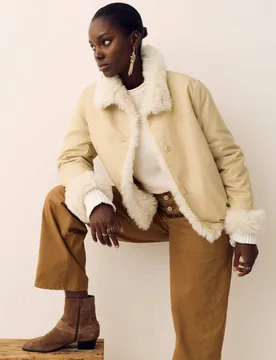 Faux Fur Reversible Bomber Jacket Cream female - Per Una - FashionsVida