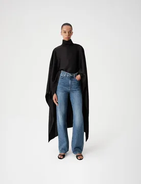 High Waisted Relaxed Straight Jeans Medium Indigo female - M&S - FashionsVida