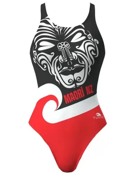 Maori New Zealand Pro Resist Swimsuit Red / Black S Women - TURBO - FashionsVida