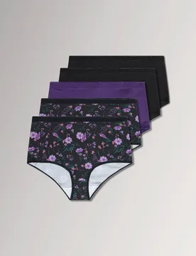 Women's 5 Pack Full Briefs in Purple Size: 30-32 - Purple - Size: 30-32 - Yours - FashionsVida