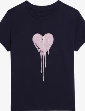 Zadig & Voltaire - Camiseta de mujer con mangas cortas, de algodón y strass - Zadig & Voltaire - FashionsVida