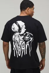 Herren Korn Stereo Oversized Lizenz-Print T-Shirt Black Größe 3XL