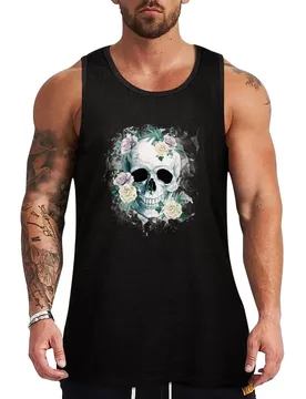 Skull human anatomy floral, black red watercolor roses,mask cool, funny,cute Tank Top Classic Fit Undershirt Everyday Wear - Aliexpress - FashionsVida