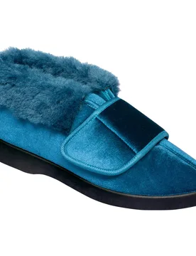 Kuschel-Kletthausschuh "Carmen" tuerkis 36 Damen - wonderwalk Home - FashionsVida