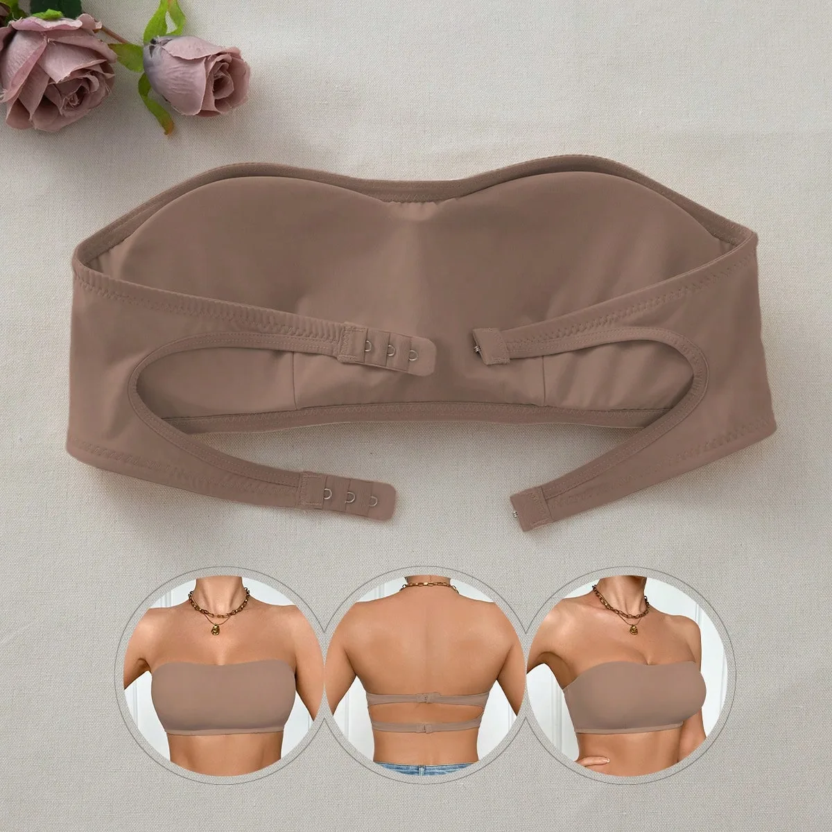 Bralette & Sujetador sin aros con relleno, banda recta - Shein - FashionsVida
