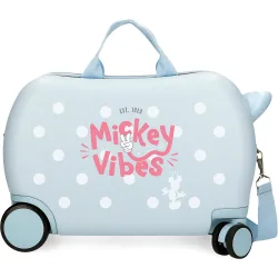 Maleta infantil 2 ruedas multidireccionales Mickey vibes con capacidad de 28L en turquesa