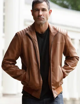 Mens 'Firenze' Exquisite Real Bomber Jacket - Tan - Size 3xl - Ashwood Leather - FashionsVida