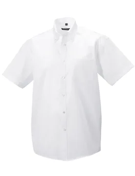 Collection Mens Ultimate Non-Iron Short-Sleeved Shirt (White) Cotton - Size 16 Inch - Russell athletic - FashionsVida
