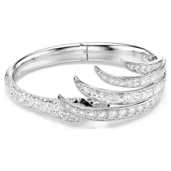 Bracciale rigido Vienna, Taglio misto, Cigno, Bianco, Placcato rodio S