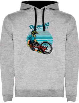 Felpa Con Cappuccio Downhill Adventure Bicolor Heather Grey / Black - Kruskis - FashionsVida