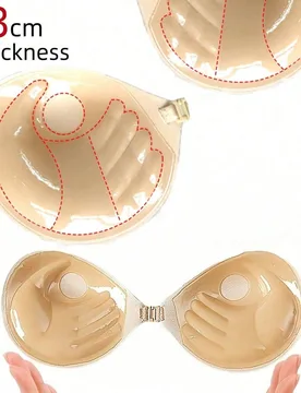 Pieza Sujetador invisible con forma de palma de silicona para mujer, sujetador adhesivo con relleno de 3 cm de grosor para aumentar el busto, adecuado - Shein - FashionsVida