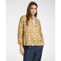 Blusa de mujer de viscosa estampada ajuste ligeramente oversize
