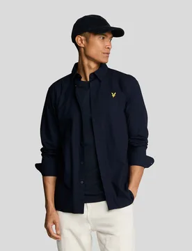 Men's Cotton Poplin Shirt Dark Navy - Lyle & Scott - FashionsVida