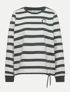Sweatshirt mit Streifenmuster Weiß M - CECIL - FashionsVida