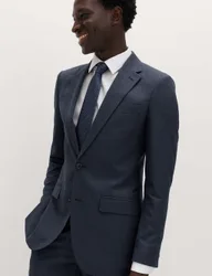 Skinny Fit Grid Check Stretch Suit Jacket Navy male