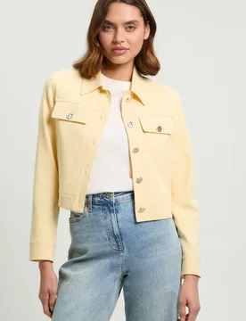 Womens Tailored Button Detail Jacket - Yellow Cotton - Size 18 Uk - Karen millen - FashionsVida