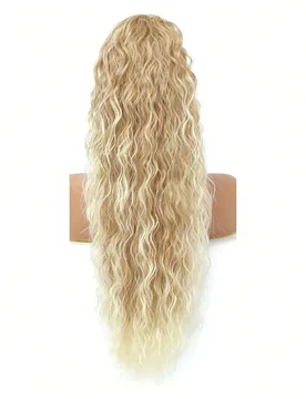 Extensión de cabello de coleta rizada de 30 pulgadas con clip, pieza de cabello sintético natural y esponjoso, accesorio para el cabello para mujere - Shein - FashionsVida