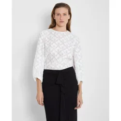 Blusa de mujer Jacquard con manga abombada