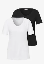 Basic T-Shirt mit Kurzarm im 2er-Pack female Multicolour Weiß Schwarz
