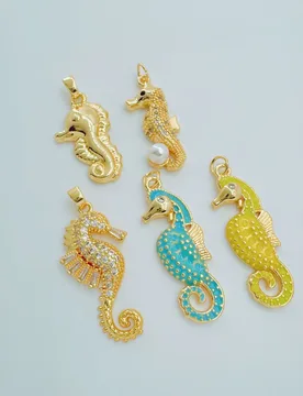 Copper Real Gold Plated Seahorse Charm Inlaid Zircon Pendant Ocean Series DIY Jewelry Making Accessories For Handmade Bracelet - Aliexpress - FashionsVida