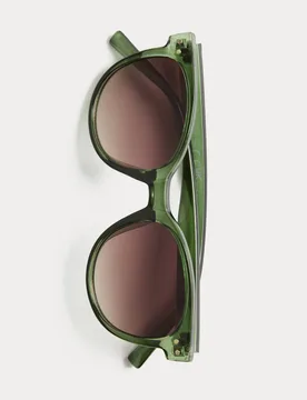M&S Round Sunglasses Green female - M&S - FashionsVida