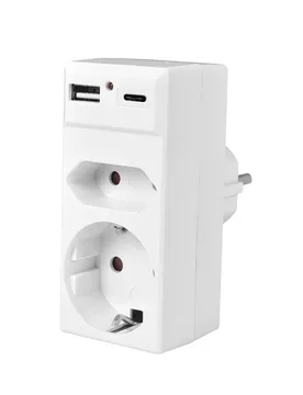 Steckdosenadapter Schuko/Euro mit USB-A & USB-C - Heitech - FashionsVida