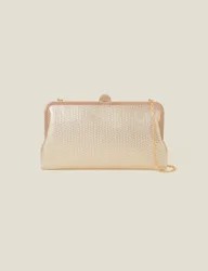 Metallic Chain Strap Clutch Bag Gold female