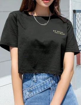 Camiseta corta de verano con gráfico de letras S - Shein - FashionsVida