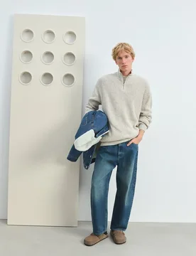 Jersey media cremallera canalé neps de hombre - Green Coast - FashionsVida